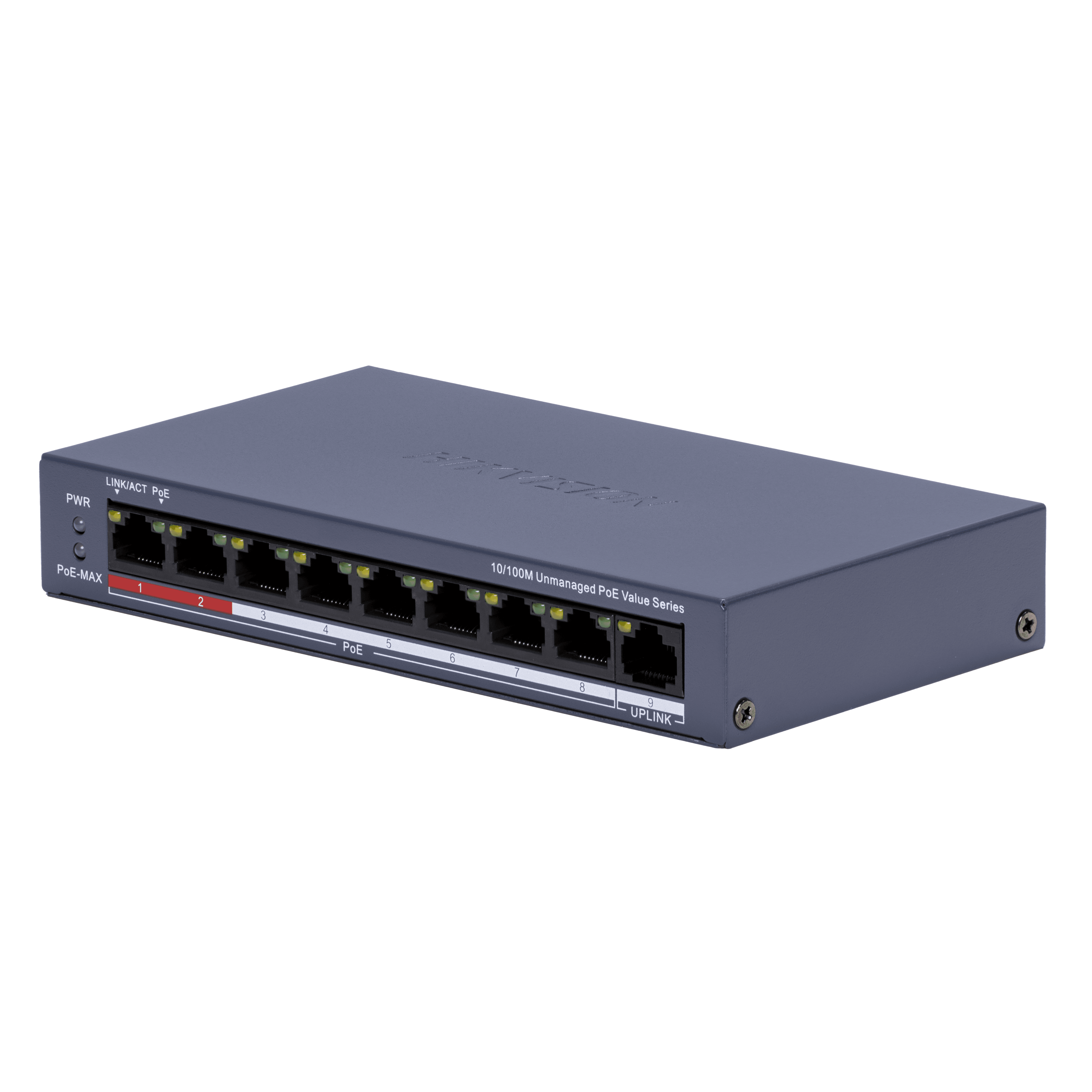 Hikvision DS-3E0109P-E/M(C) 8 Port Fast Ethernet Unmanaged POE Switch, Up to 300 m Long Range PoE Transmission