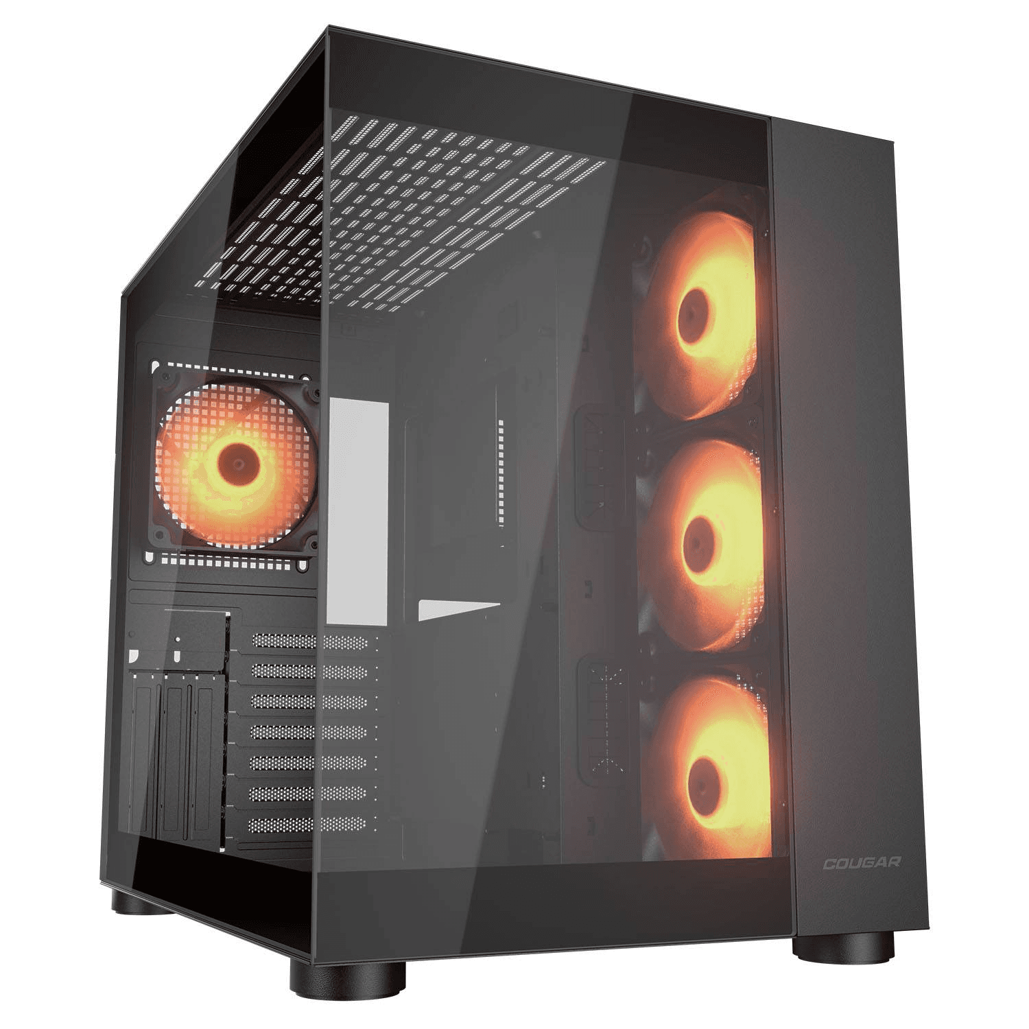 Cougar FV150 RGB Mid Tower ATX Computer Case, 4x Pre-installed Fans, Supports Motherboard Upto Max. ATX, Cooler Upto 360mm, GPU Upto 400mm, Black | 385KA10.0005