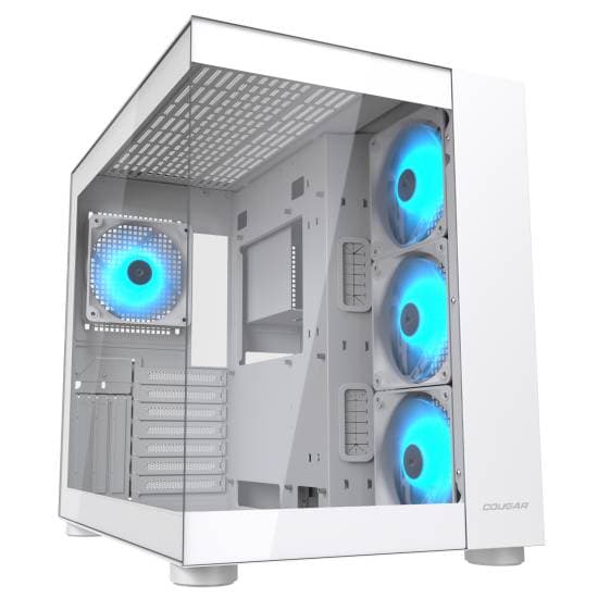 Cougar FV150 RGB Mid Tower ATX Computer Case, 4x Pre-installed Fans, Supports Motherboard Upto Max. ATX, Cooler Upto 360mm, GPU Upto 400mm, White | 385KA10.0002