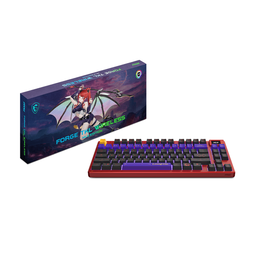 MSI Forge TKL Wireless MLG Edition Gaming Keyboard-Mechanical Linear Switches, Dye-Sublimated PBT Keycaps, Anti-Slip Base, RGB, USB 2.0, Bluetooth, 2.4 GHz | S11-43CEW01-HH9 – Buy Online