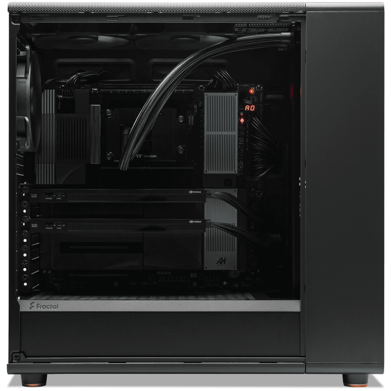 Nanotech Dual-GPU AI Supercomputer, AMD Threadripper 9980X, Dual NVIDIA RTX PRO 4000 Blackwell 48GB VRAM, 384GB DDR5 ECC, 4TB Gen5 SSD, Pro WS 3000W - product view 2 of 2