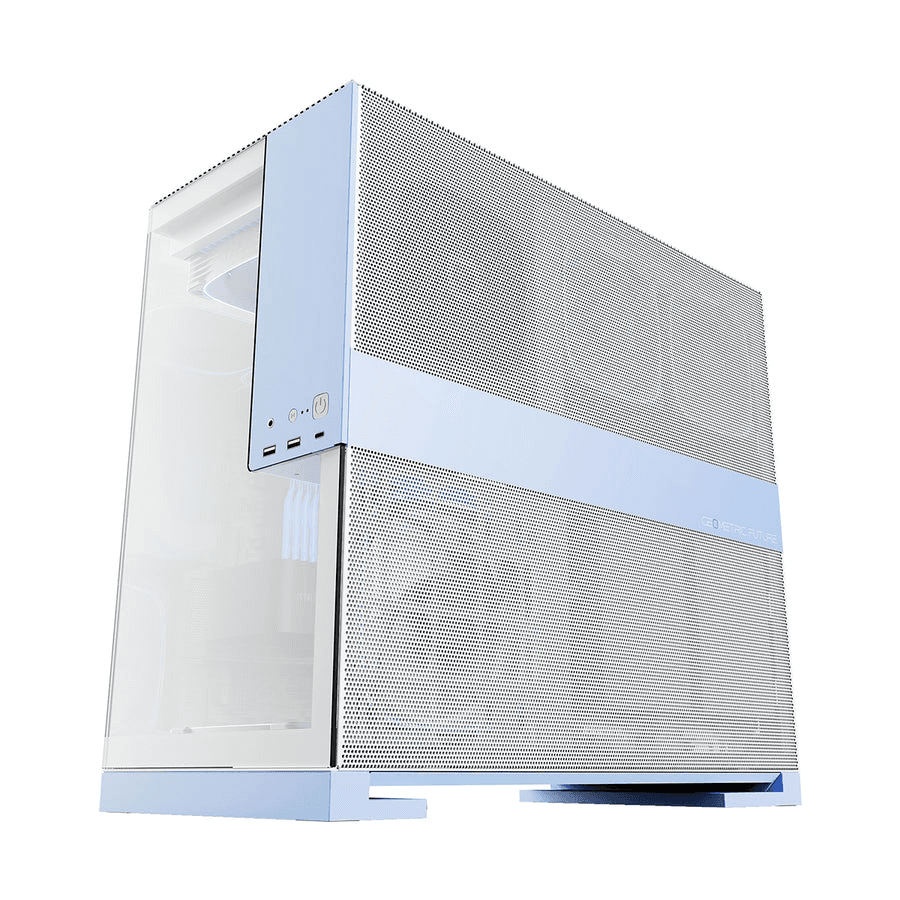 GEOMETRIC FUTURE Geometric Future Model 5 White & Blue ATX Tower Case, 5x Preinstalled Fans, Supports 420mm Radiator, E-ATX Motherboard, 20Gbps Type-C |  GEO-M5F-WB - product view 3 of 5