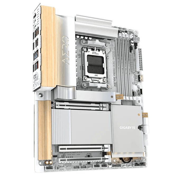 Gigabyte GIGABYTE X870E AERO X3D WOOD Motherboard, AMD AM5, Ryzen 9000 Ready, 16+2+2 VRM, DDR5 9000(OC), Dual USB4, & Wi-Fi 7, Wood Edition | 9MX87EOXD-00-G10 - product view 3 of 6