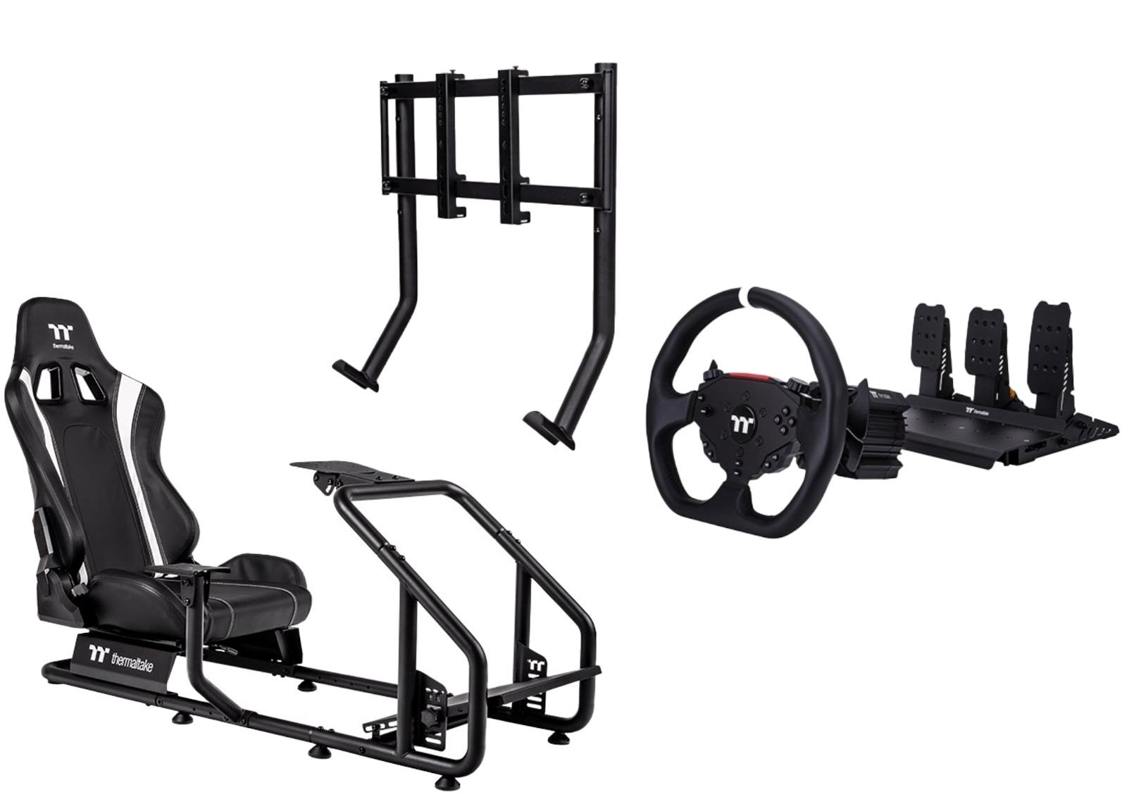 Thermaltake GR300 Professional Racing Simulator Cockpit Bundle | G6 Direct Drive Wheel | Single Monitor Stand | Black Steel – Buy Online