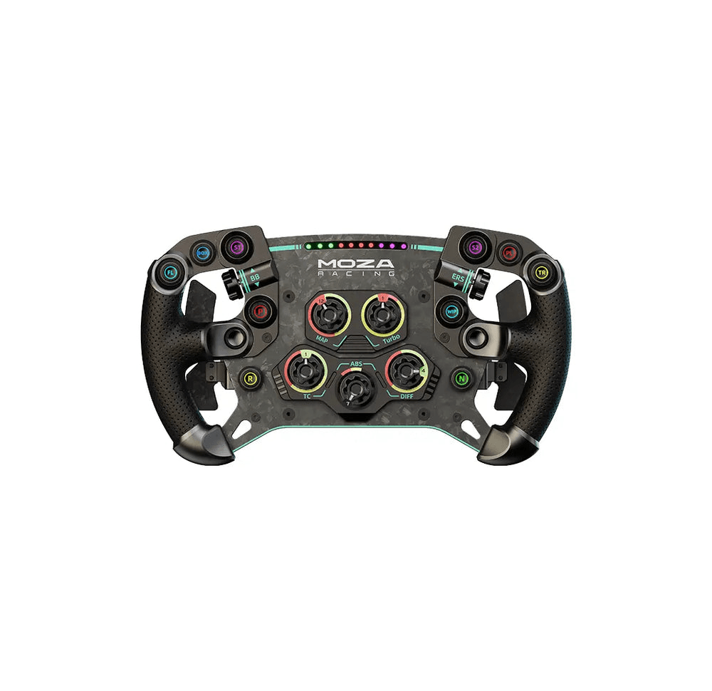 MOZA MOZA RS056 GS V2P GT Wheel, 300mm Forged Carbon Fiber, Perforated Microfiber Leather, Dual-Clutch Hall Sensor Paddles - product view 3 of 4