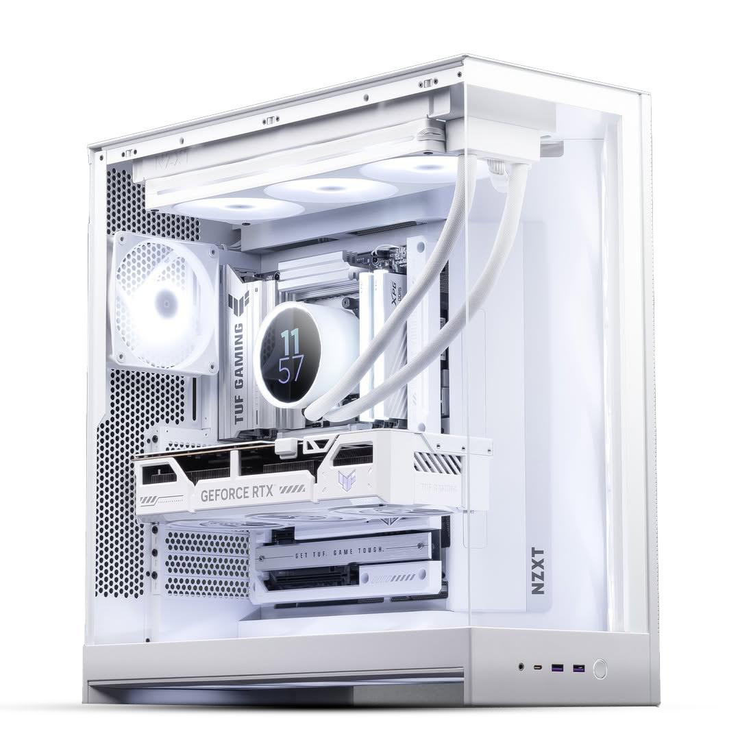 Zero-Cable White Gaming PC, AMD Ryzen 7 9800X3D, RTX 5070 Ti BTF Edition, 32GB DDR5, 1TB Gen5 SSD, NZXT H9 Flow – Buy Online
