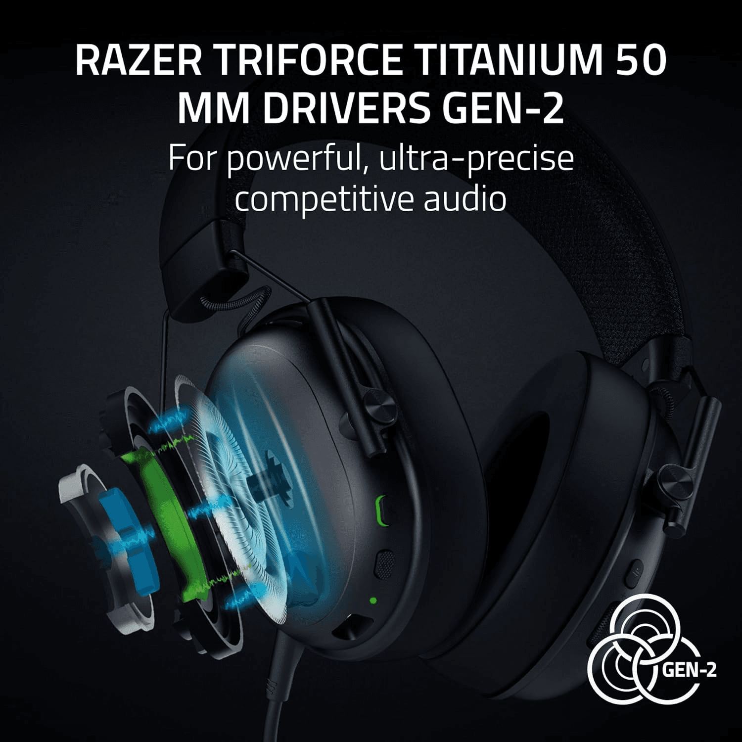 RAZER Razer BlackShark V3 Wireless Esports Headset, 50mm Drivers, Super Wideband Mic, 2.4 GHz, Bluetooth, USB  Works with Mac, PS5, Nintendo Switch, Smartphone | RZ04-05410100-R3M1 - product view 2 of 4