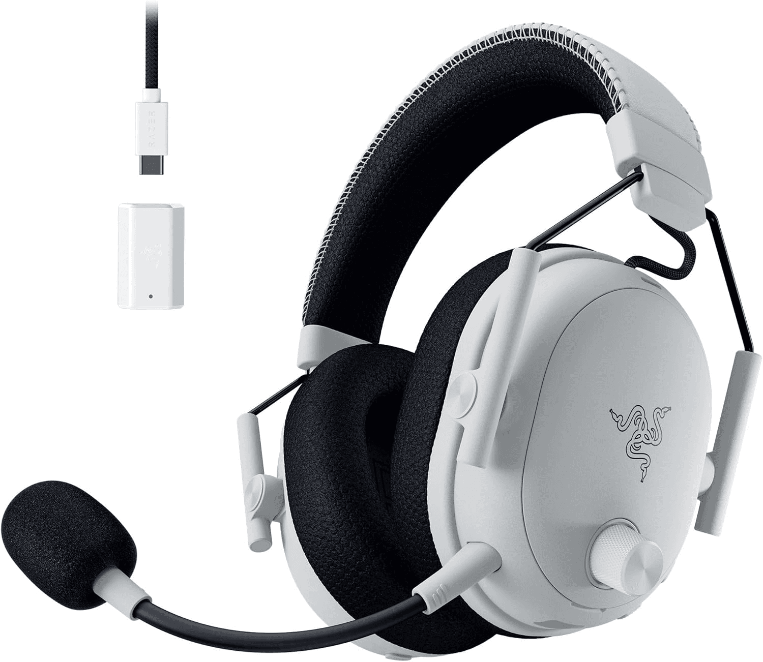 RAZER Razer BlackShark V3 Pro Wireless ANC White Esports Gaming Headset with Ultra-Low Latency and THX Spatial Audio, Full Band Mic, 50mm Drivers, 2.4 GHz, Bluetooth, USB, 3.5mm, Works with Mac, PS5, Nintendo Switch, Smartphone | RZ04-05400200-R3M1 - product view 1 of 4