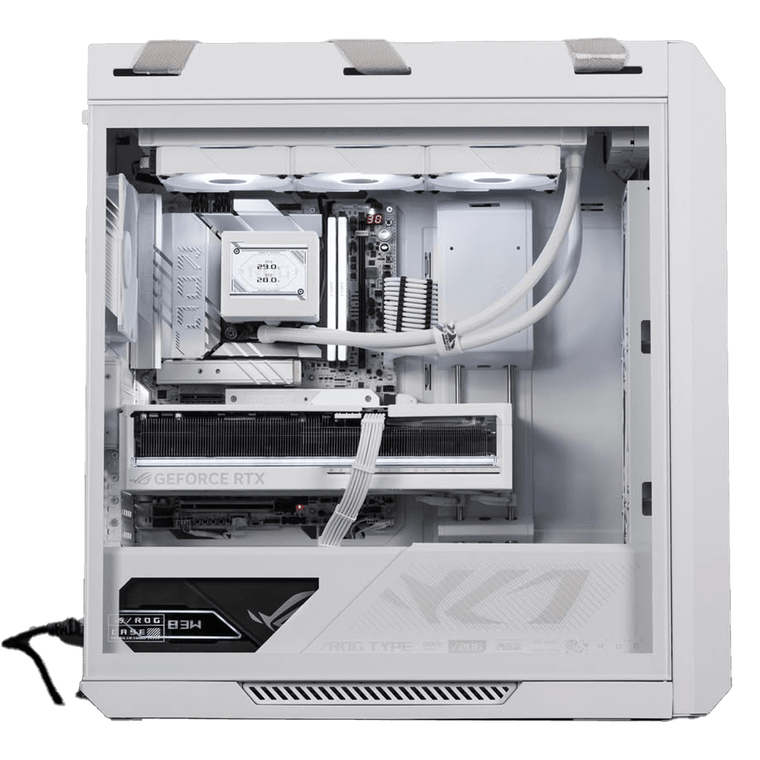 Asus Ultimate ROG Gaming PC (White Edition) Powered By ASUS, Ryzen 7 9800X3D, ASUS ROG RTX 5090 32GB White OC, 64GB DDR5, 2TB Gen 5, 1200W Platinum - product view 2 of 4
