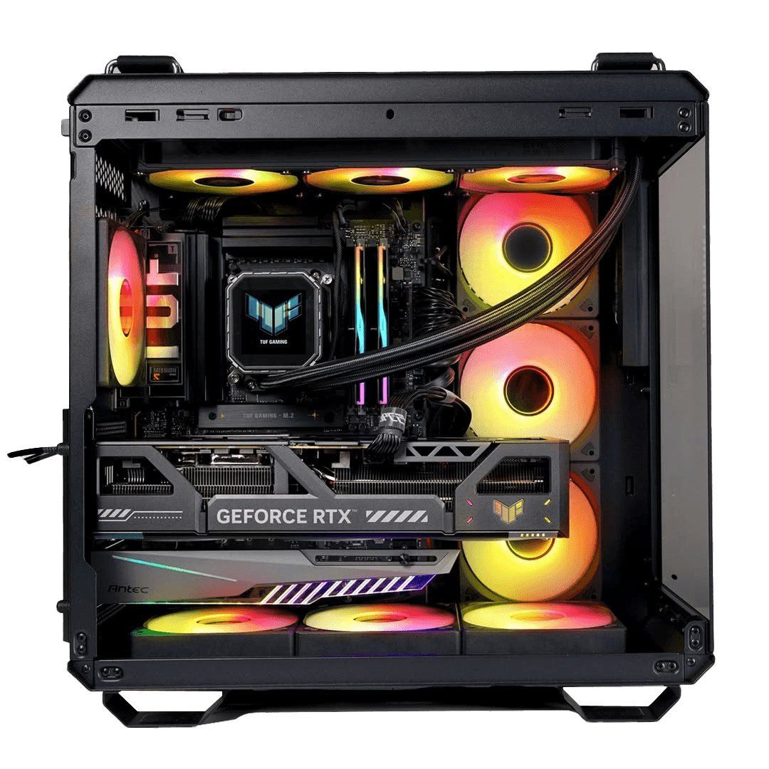 Asus Gaming PC Powered by ASUS, 4K Gaming, Ryzen 7 9800X3D, RTX 5080, 1TB PCIe Gen 5 SSD 14700MB/s, 64GB DDR5, Panoramic PC, LCD AIO, 1000W - product view 3 of 4