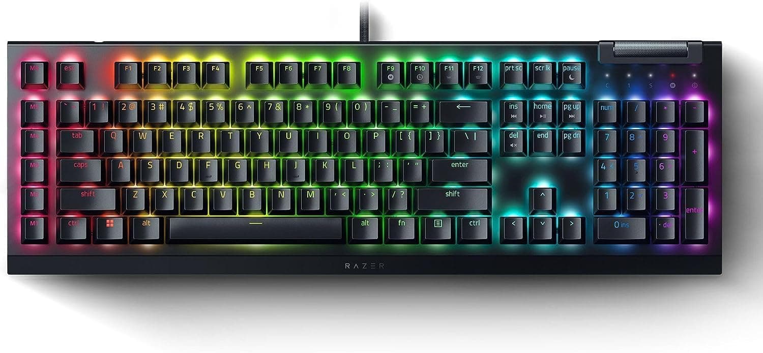 Razer BlackWidow V4 X Mechanical Keyboard, Razer Green Switches, Wired Connectivity, Multi-Functional Roller, 6 Dedicated Macro Keys, Doubleshot ABS Keys, ENG-ARAB Layout, Black | RZ03-04703500-R391 – Buy Online