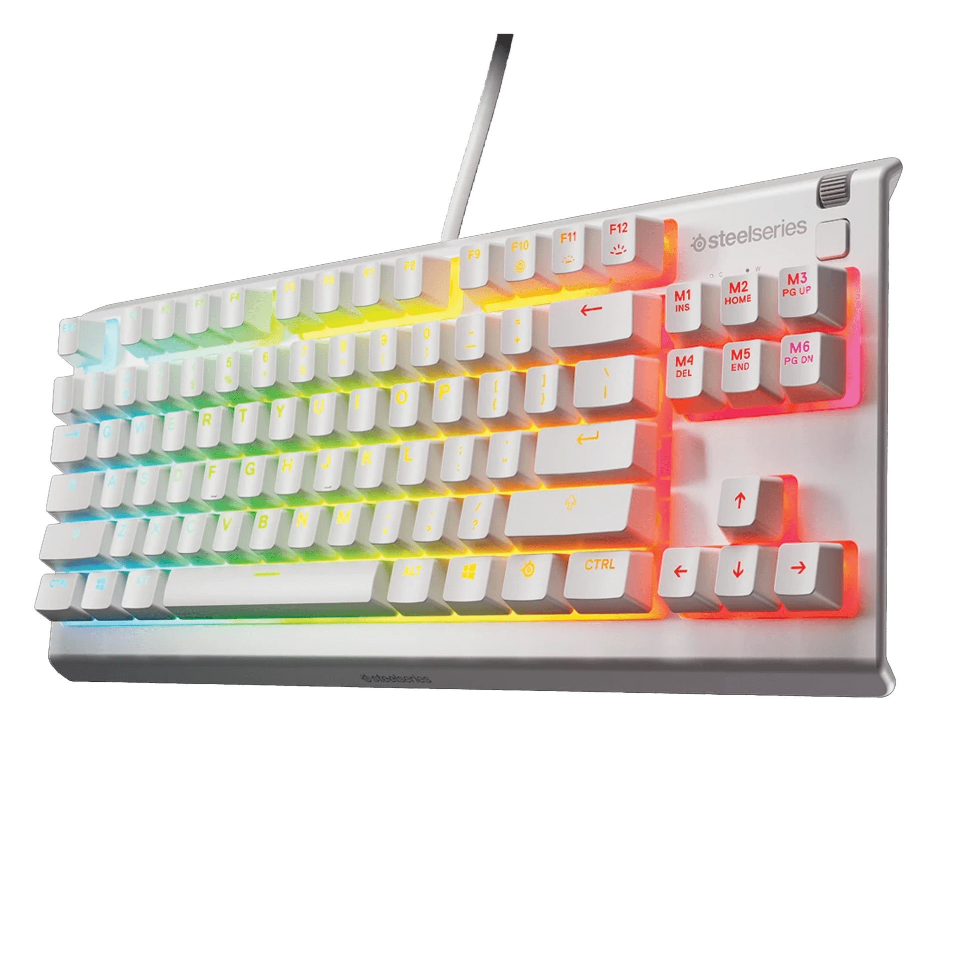 Steel Series SteelSeries Apex 3 TKL White Gaming Wired Keyboard, Water Resistant, Whisper-Quiet Switches, 8-Zone RGB, & Compact Tenkeyless Design, US Layout | 64819 - product view 2 of 4