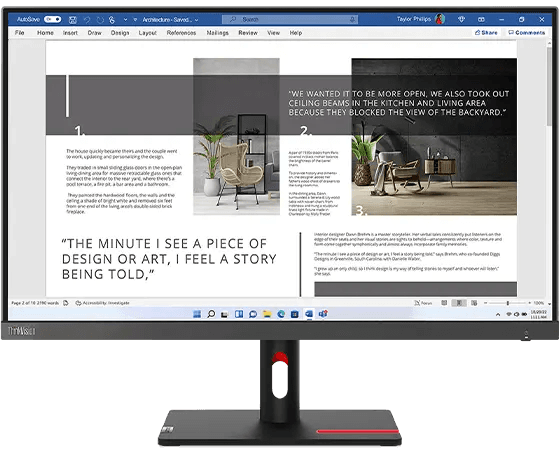 Lenovo Lenovo ThinkVision S27i-30 27 inch Monitor, 1920 x 1080 FHD IPS Panel, 4ms (Extreme Mode), 100 Hz, 99% sRGB, HDMI, VGA | 63DFKAT4WW - product view 1 of 7