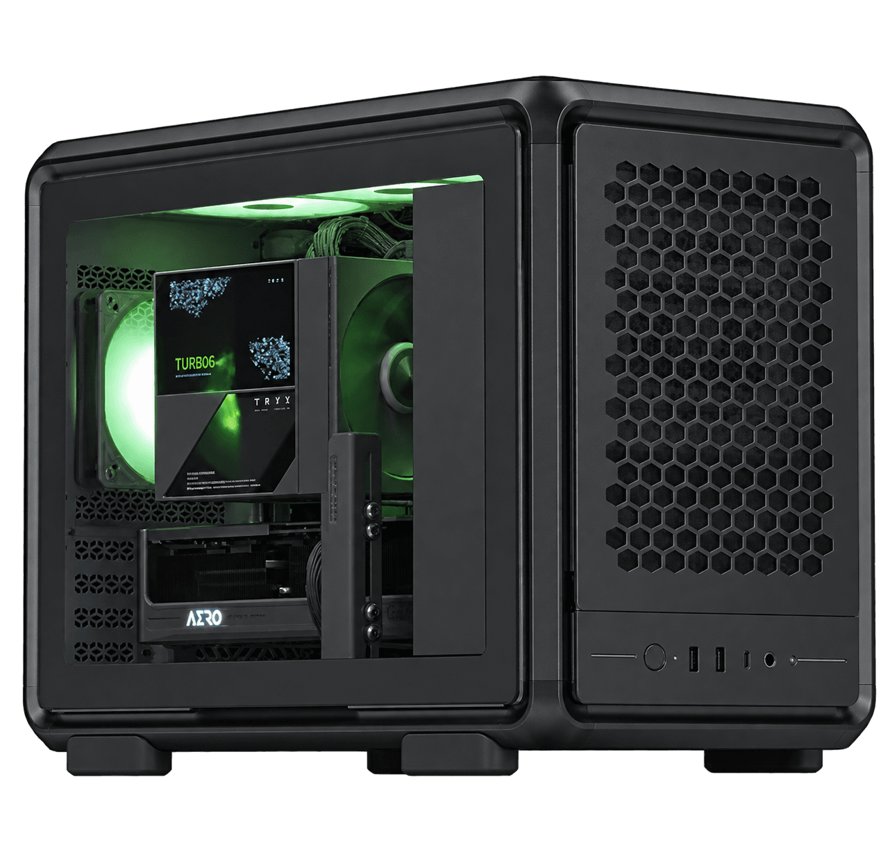 Compact Gaming PC, AMD Ryzen 7 9800X3D, RTX 5080 Gaming OC 16GB GDDR7, 32GB DDR5 6000,2TB NVMe (7100MB/s), TRYX Turris T620N 5" Display, Cooler Master MasterFrame 400 – Buy Online