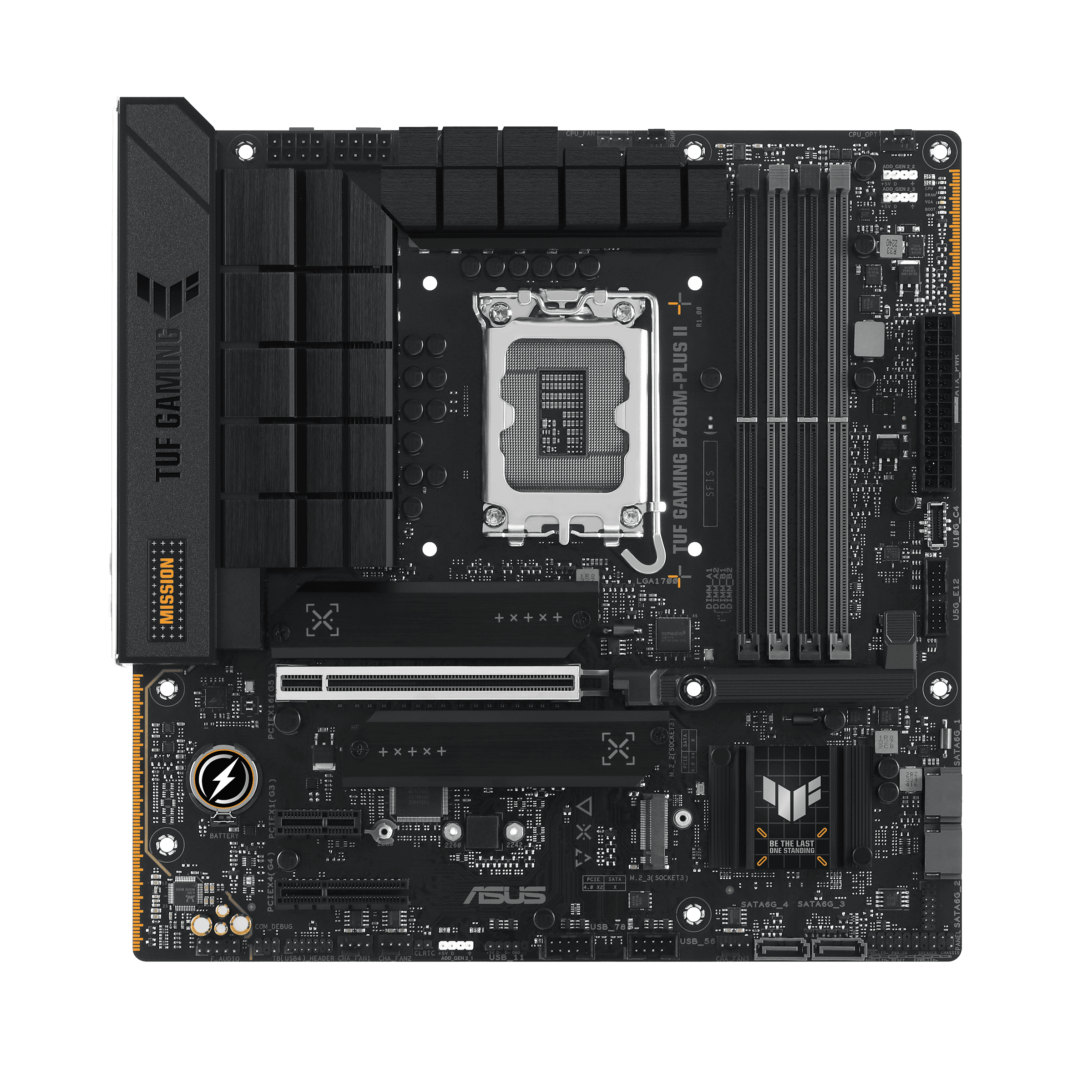 ASUS TUF GAMING B760M-PLUS II Intel micro-ATX Motherboard, LGA1700, 4x DIMM slots, Max. 192GB, DDR5, 3x M.2 slots and 4 x SATA 6Gb/s ports, PCIe 5.0 | 90MB1HD0-M0EAY0