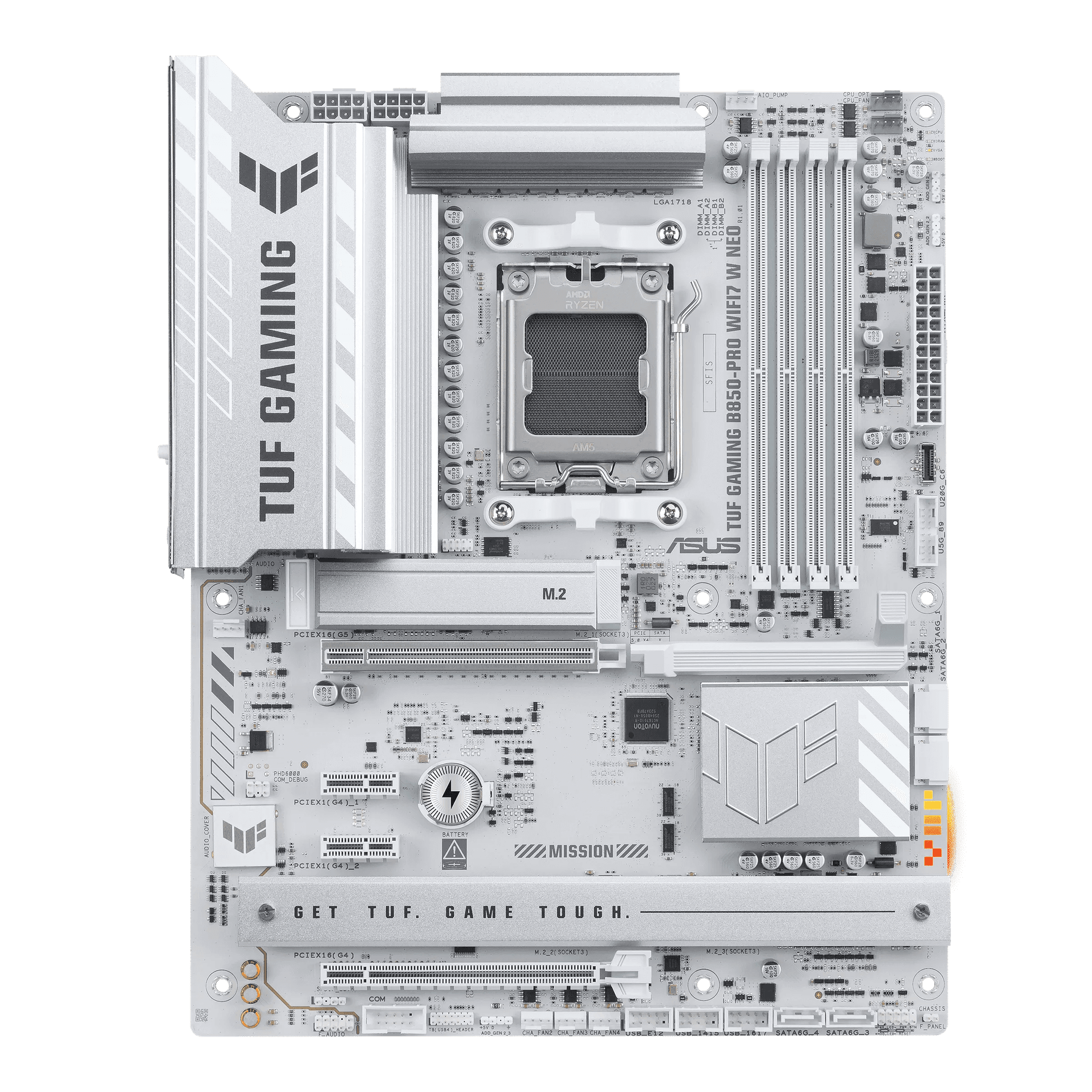 Asus ASUS TUF GAMING B850-PRO WIFI7 W NEO AMD White AM5 Motherboard, DDR5 8400+ (OC), Ryzen 9000 Ready, WiFi 7, PCIe 5.0, AI Solution, 2.5Gb Ethernet | 90MB1NW0-M0EAY0 - product view 2 of 7