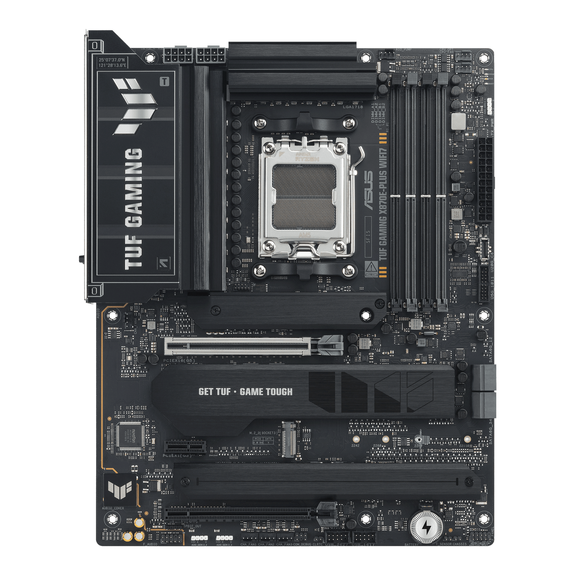 Asus ASUS TUF GAMING AMD X870E AM5 ATX Motherboard, Advanced AI PC ready, DDR5, PCIe 5.0, 4x M.2 slots 2x PCIe 5.0, Wi-Fi 7, BIOS FlashBack&trade, ARGB Gen 2 headers, Aura Sync, Q-Antenna, Q-Dashboard, AI Cooling II, AI Networking II and AI Overclocking |  90MB1M70-M0EAY0 - product view 2 of 8