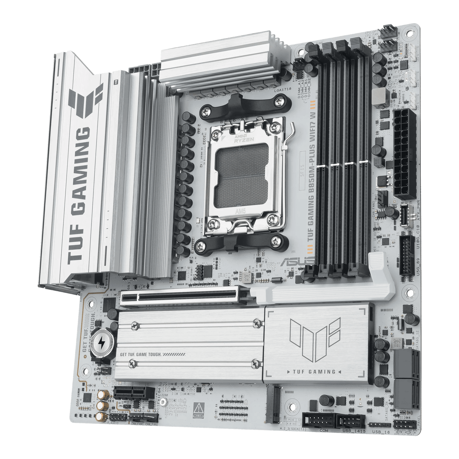 Asus ASUS TUF GAMING B850M-PLUS WIFI7 W Micro-ATX AMD AM5 Motherboard, 4x DIMM slots, max. 256GB DDR5, PCIe 5.0, Wi-Fi 7, 2.5Gb LAN | 90MB1MD0-M0EAY0 - product view 2 of 7