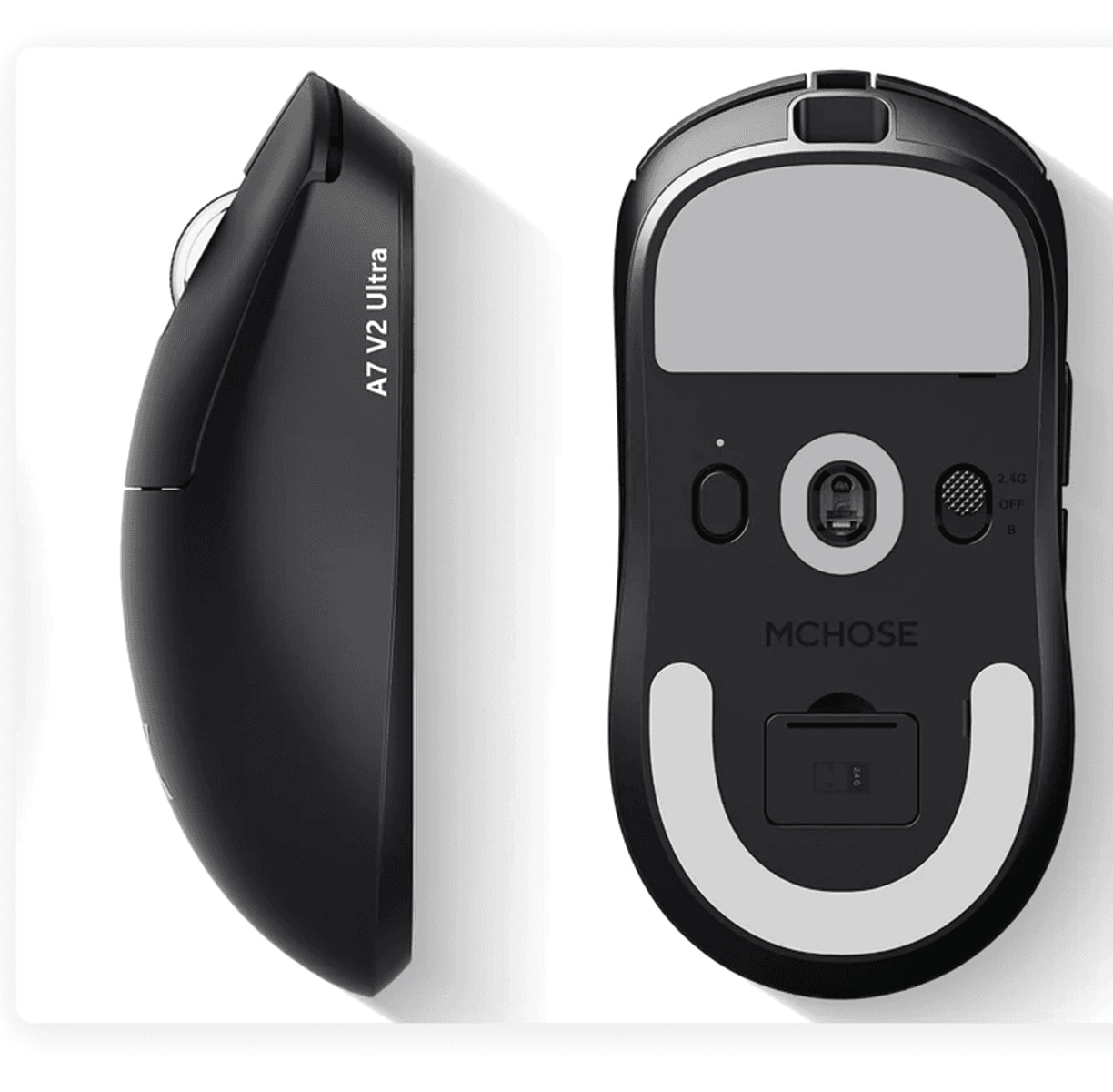 MCHOSE MCHOSE A7 V2 Ultra Wireless Gaming Mouse, PAW3950TI Sensor, 8K Polling, & 59g Lightweight Design, Black | MC-A7V2-5 - product view 2 of 2