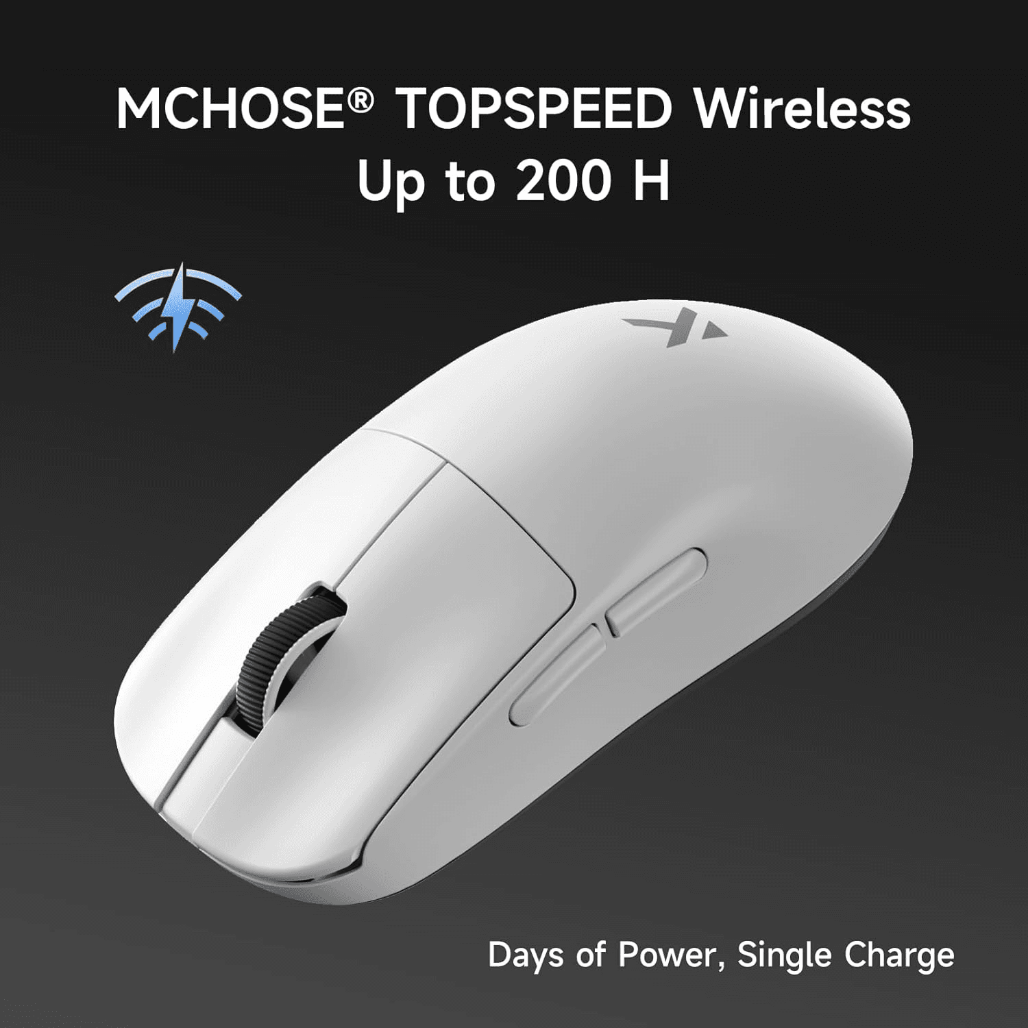 MCHOSE MCHOSE L7 Pro+ Ultra-Lightweight Wireless Gaming Mouse, 8K Polling Rate, 26K DPI PAW3395 Sensor, & Magnetic Charging Dock, White | MC-L7-12 - product view 3 of 6