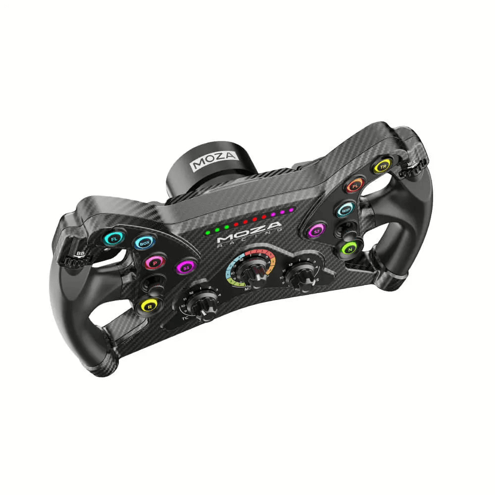MOZA MOZA RS047 KS GT Steering Wheel, 300mm Butterfly Design, Dual-Clutch Hall Sensor Paddles, Carbon Fiber Composite, RGB Buttons - product view 3 of 6