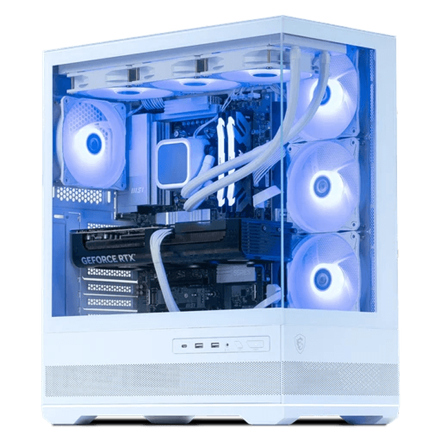 White Panoramic PC Powered By MSI, AMD Ryzen 5 9600X, RTX 5060 8GB GDDR7, 32GB DDR5 6000MHz EXPO, 1TB Gen4 SSD – Buy Online
