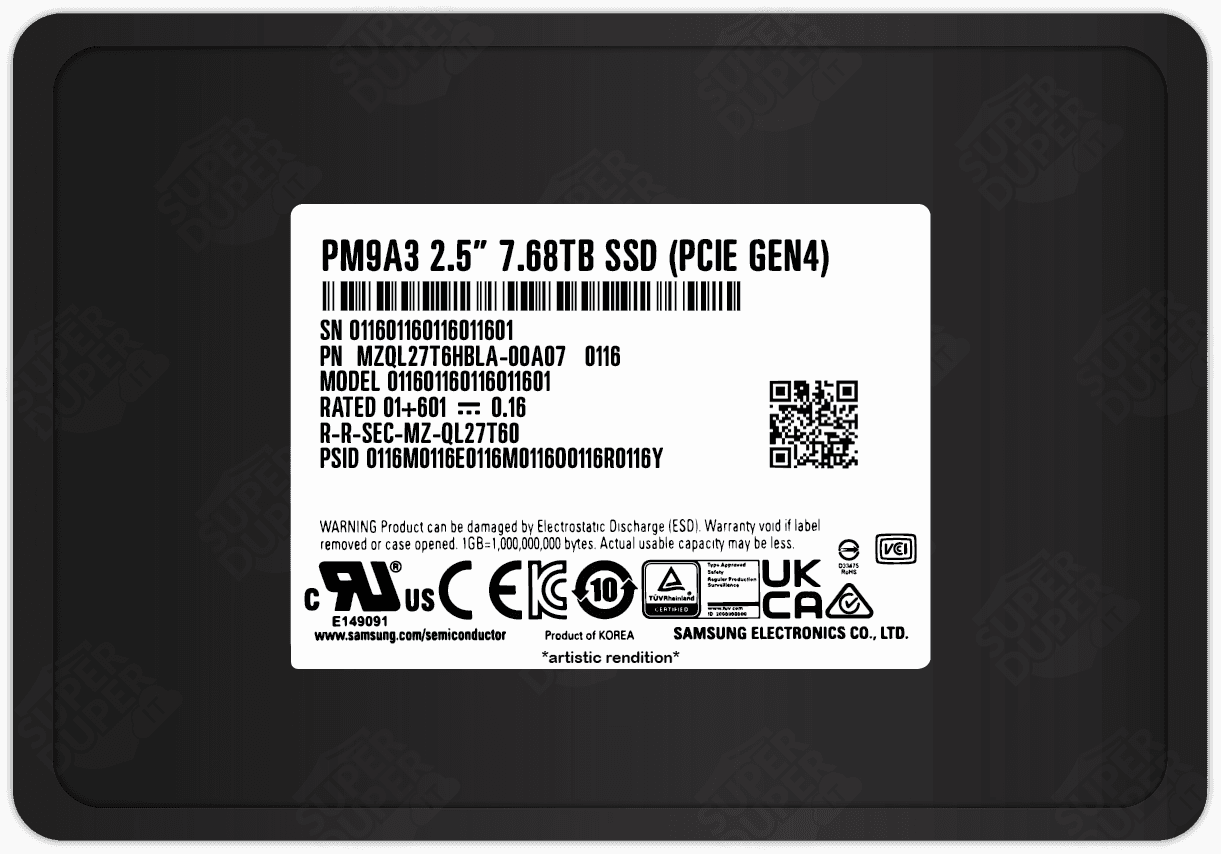 Samsung PM9A3 7.68TB NVMe Data Center SSD, PCIe Gen4 x4, 2.5" 7mm, 6,800 MB/s Read, OEM Tray Version | MZQL27T6HBLA-00A07 (OEM VERSION WITHOUT BOX) – Buy Online