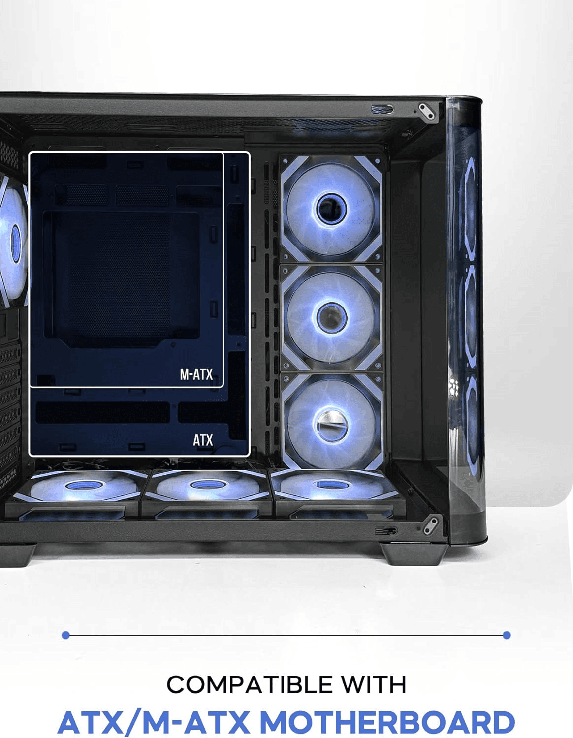 Tortox Curvo Gaming PC Black Case ATX/M-ATX/ITX Gaming PC Case with 7x 120mm ARGB PWM Case Fans, 360MM Radiator Support, Type-C USB Port - product view 3 of 7