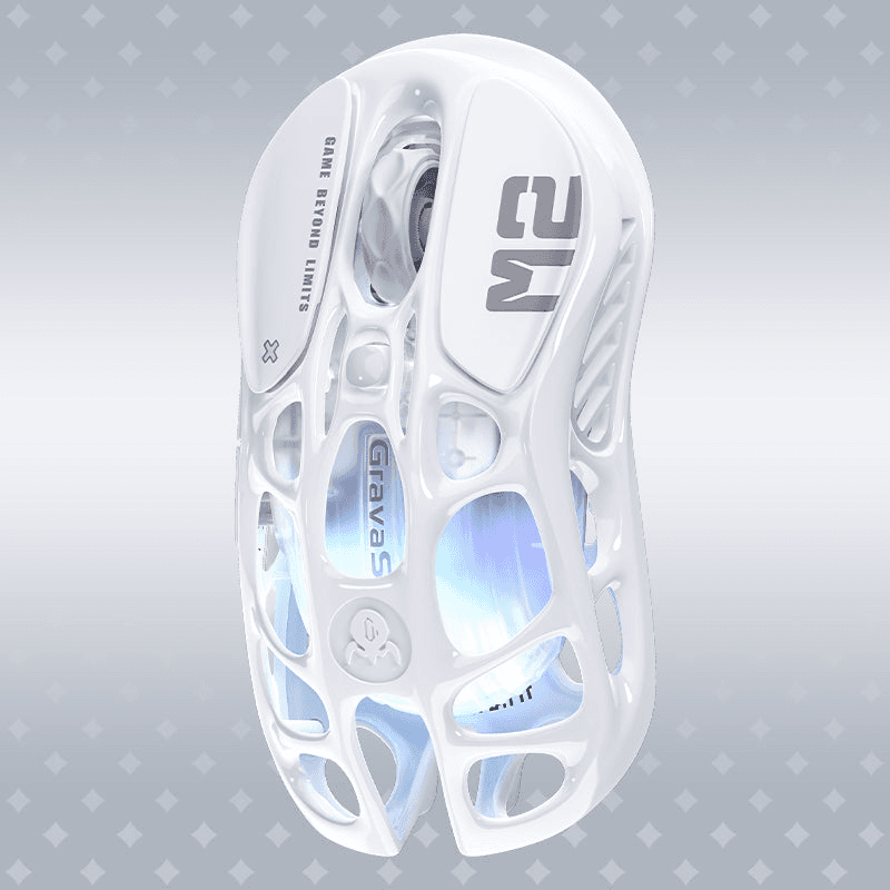 Gravastar GravaStar Mercury M2 Wireless Gaming Mouse, 26K DPI, PAW3395 Sensor, 1K Hz Polling, Ultra-Light Hollow Design, Opaline White | Mercury M2 - product view 3 of 4