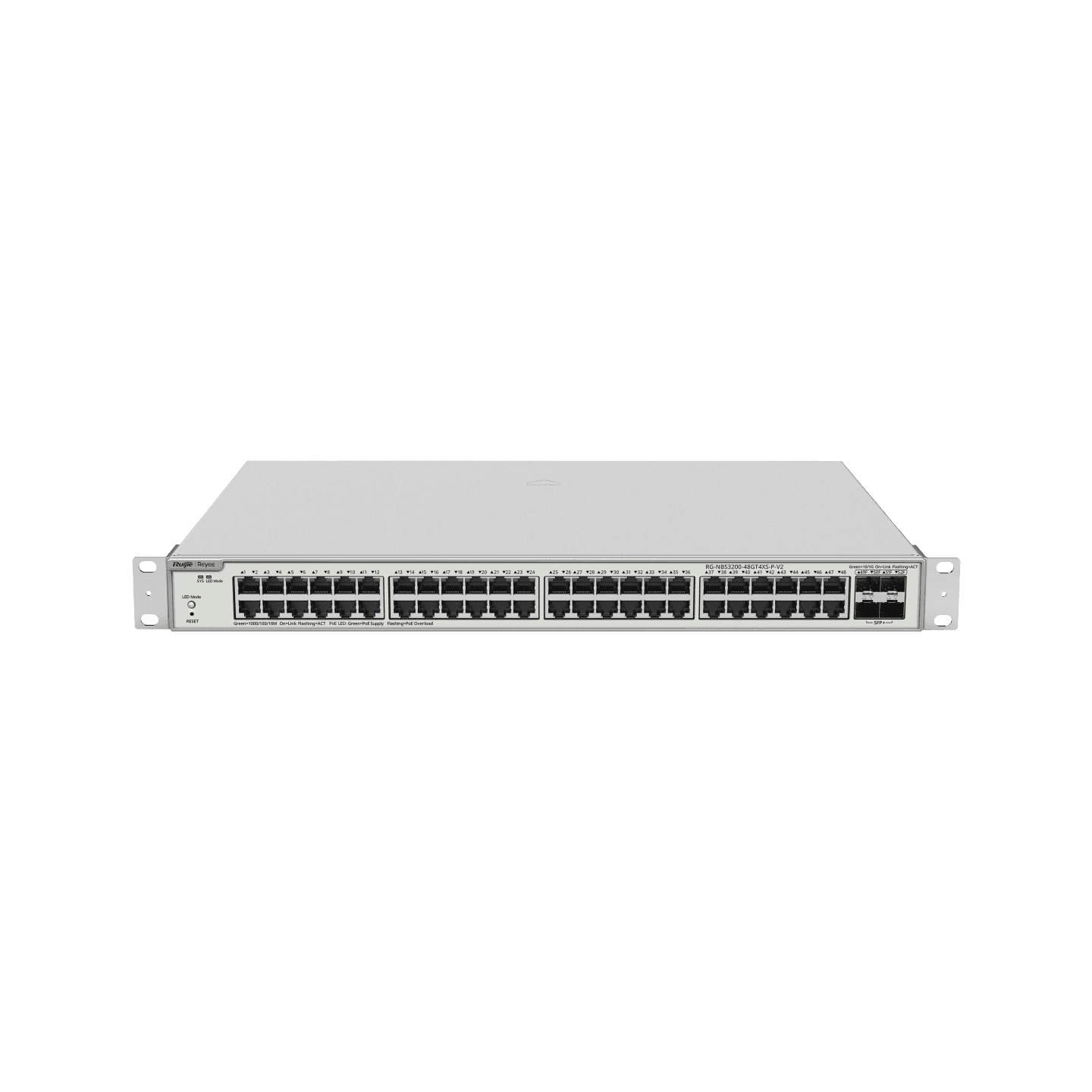 Ruijie RG-NBS3200-48GT4XS-P-V2, 48-Port Gigabit Layer 2+ Cloud Managed PoE Switch, 4 x 10G Uplinks