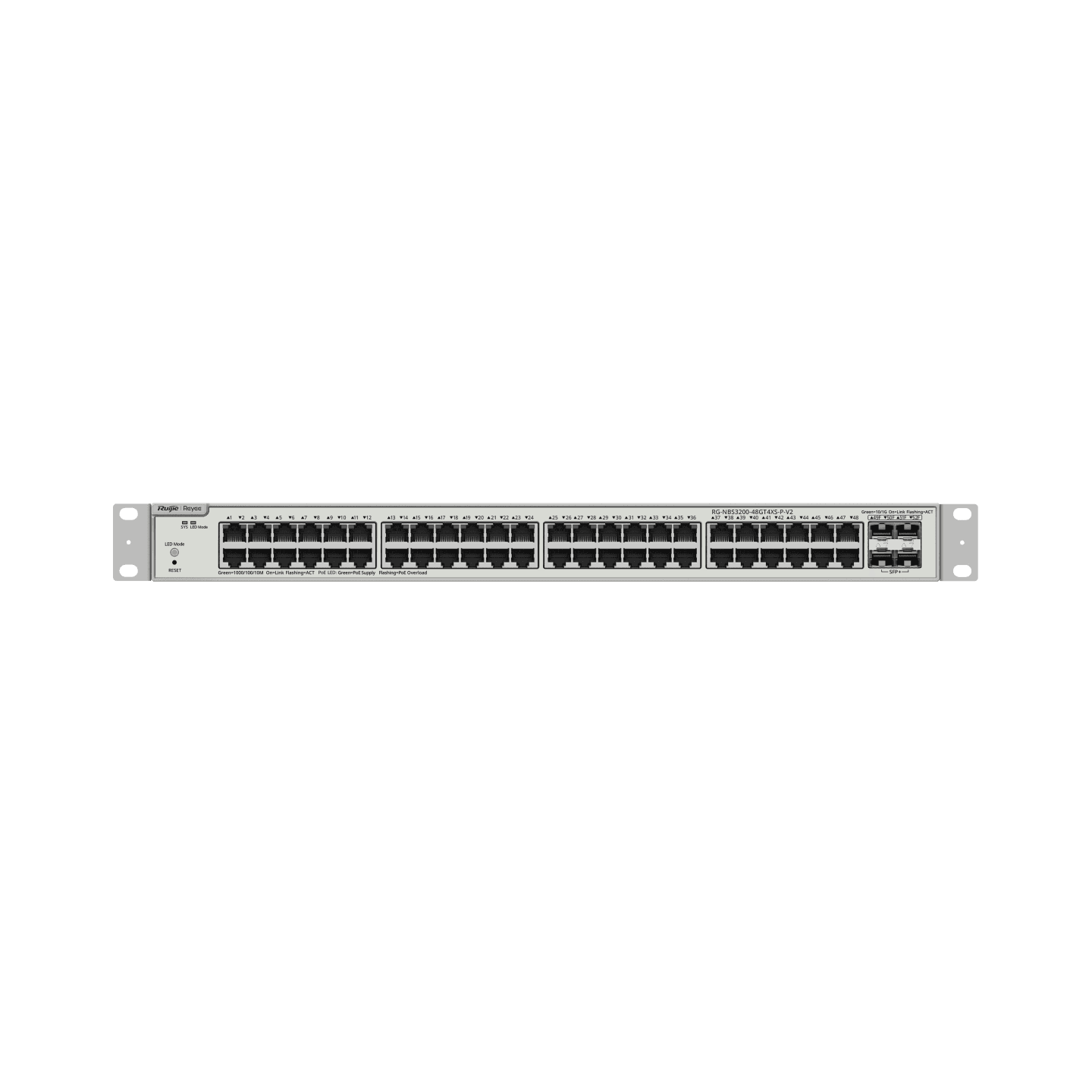 Ruijie RG-NBS3200-48GT4XS-P-V2, 48-Port Gigabit Layer 2+ Cloud Managed PoE Switch, 4 x 10G Uplinks - product view 3 of 8