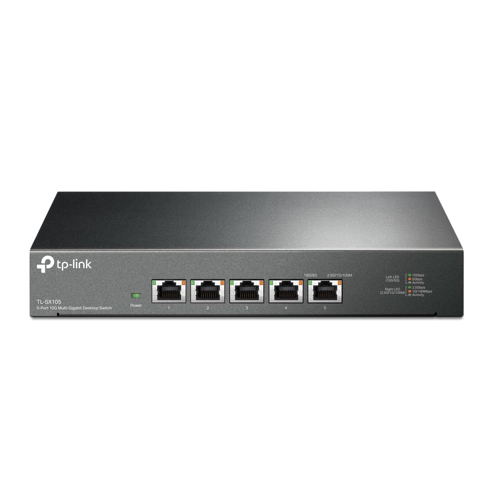 tp-link TL-SX105 5-Port 10G Desktop Switch, 5x 10-Gigabit ports, Plug and Play