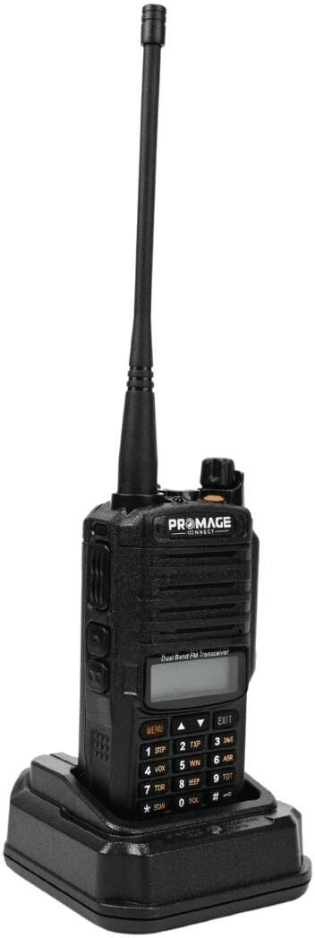 Promage Connect PC-WT900 PLUS Two Way Radio, Earpiece, Dual Band, Auto-Back Light, Time-out Timer, Voice Prompt, AUTO Keypad Lock, Emergency Alarm, Flashlight, Black | PC-WT900 PLUS