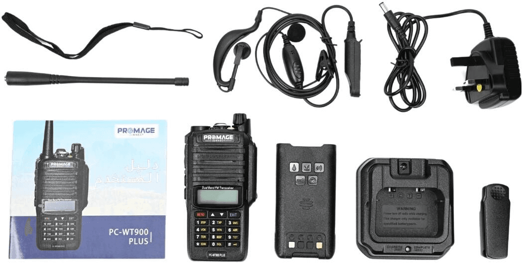 Promage Connect PC-WT900 PLUS Two Way Radio, Earpiece, Dual Band, Auto-Back Light, Time-out Timer, Voice Prompt, AUTO Keypad Lock, Emergency Alarm, Flashlight, Black | PC-WT900 PLUS - product view 2 of 4