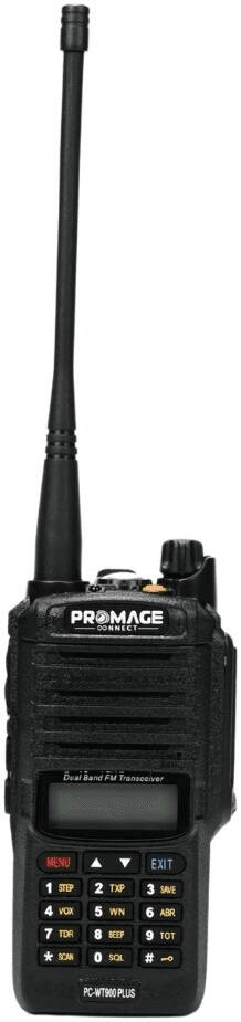 Promage Connect PC-WT900 PLUS Two Way Radio, Earpiece, Dual Band, Auto-Back Light, Time-out Timer, Voice Prompt, AUTO Keypad Lock, Emergency Alarm, Flashlight, Black | PC-WT900 PLUS - product view 3 of 4