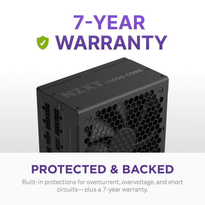 NZXT NZXT C1000 Gold Core Power Supply (PSU), 1000W 80 PLUS Gold, ATX 3.1 & PCIe 5.1 Ready, Fully Modular, Black | PA-0G3BB-UK - product view 3 of 7