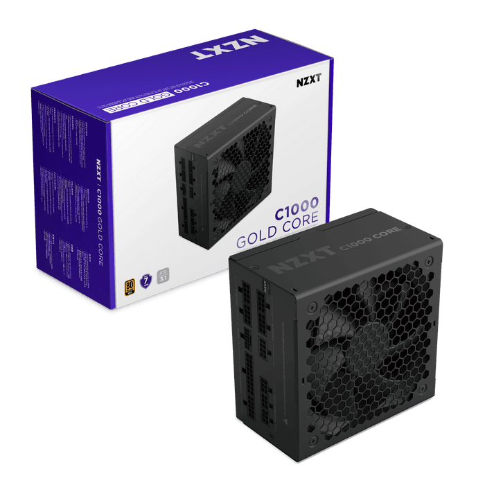 NZXT C1000 Gold Core Power Supply (PSU), 1000W 80 PLUS Gold, ATX 3.1 & PCIe 5.1 Ready, Fully Modular, Black | PA-0G3BB-UK