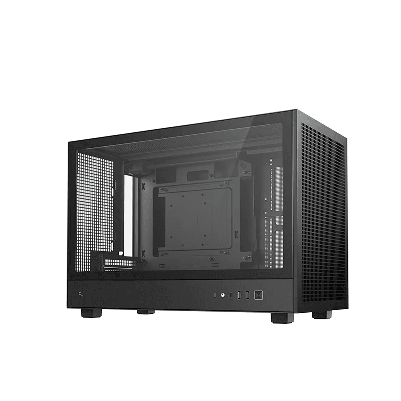 Deepcool CH260 Mini ITX Case, Tempered Glass, Motherboard Support Upto Micro-ATX (Rear Connector), 360mm Radiator Supports, Full Mesh Panel, ATX PS2 Support, Black | R-CH260-BKNGM0-G-1