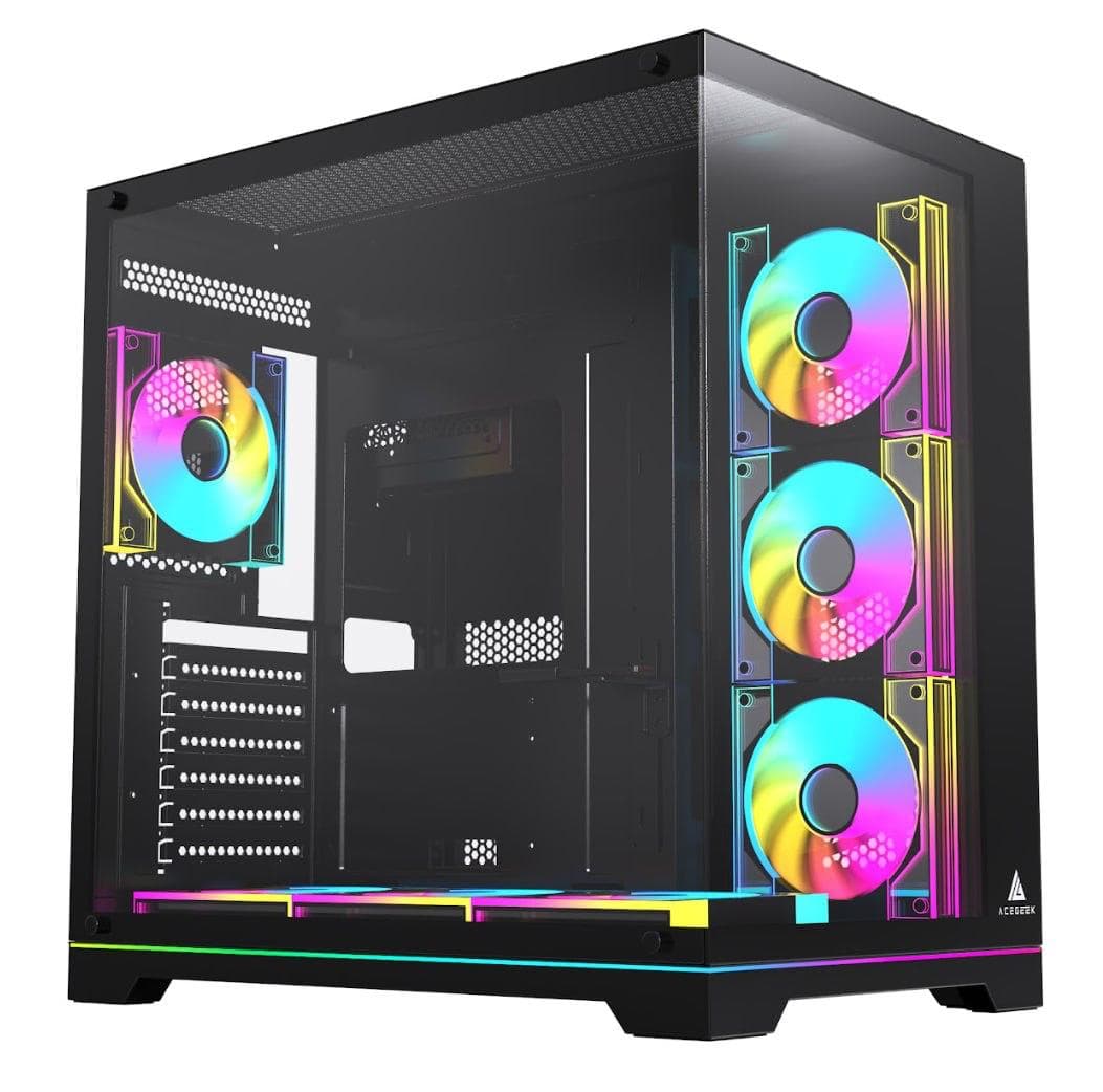 AceGeek Mercury R425X RGB Edition ATX Mid Tower Gaming Case, 7 Pre-Installed RGB Fans, High Speed USB Type-C Black | Mercury R425X RGB – Buy Online
