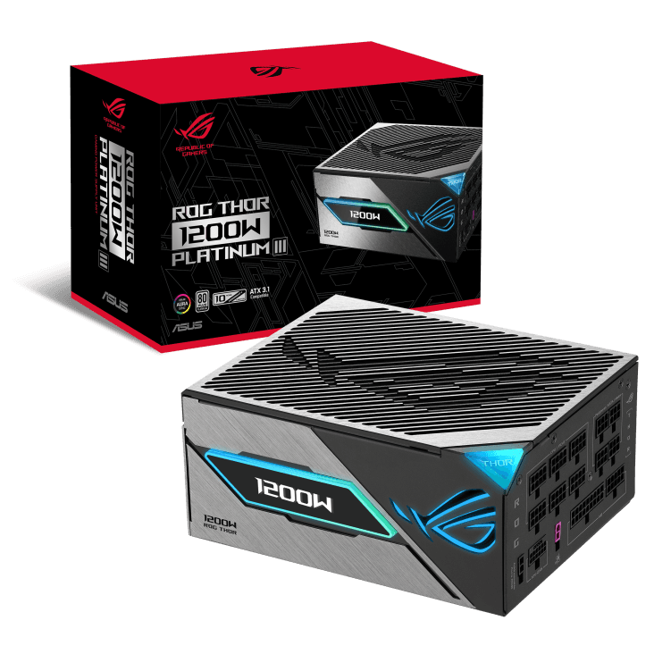 ASUS ROG Thor 1200W Platinum III  ATX 3.1 Power Supply,  80Plus Platinum, Active PFC, Black |  90YE00V2-B0NA00
