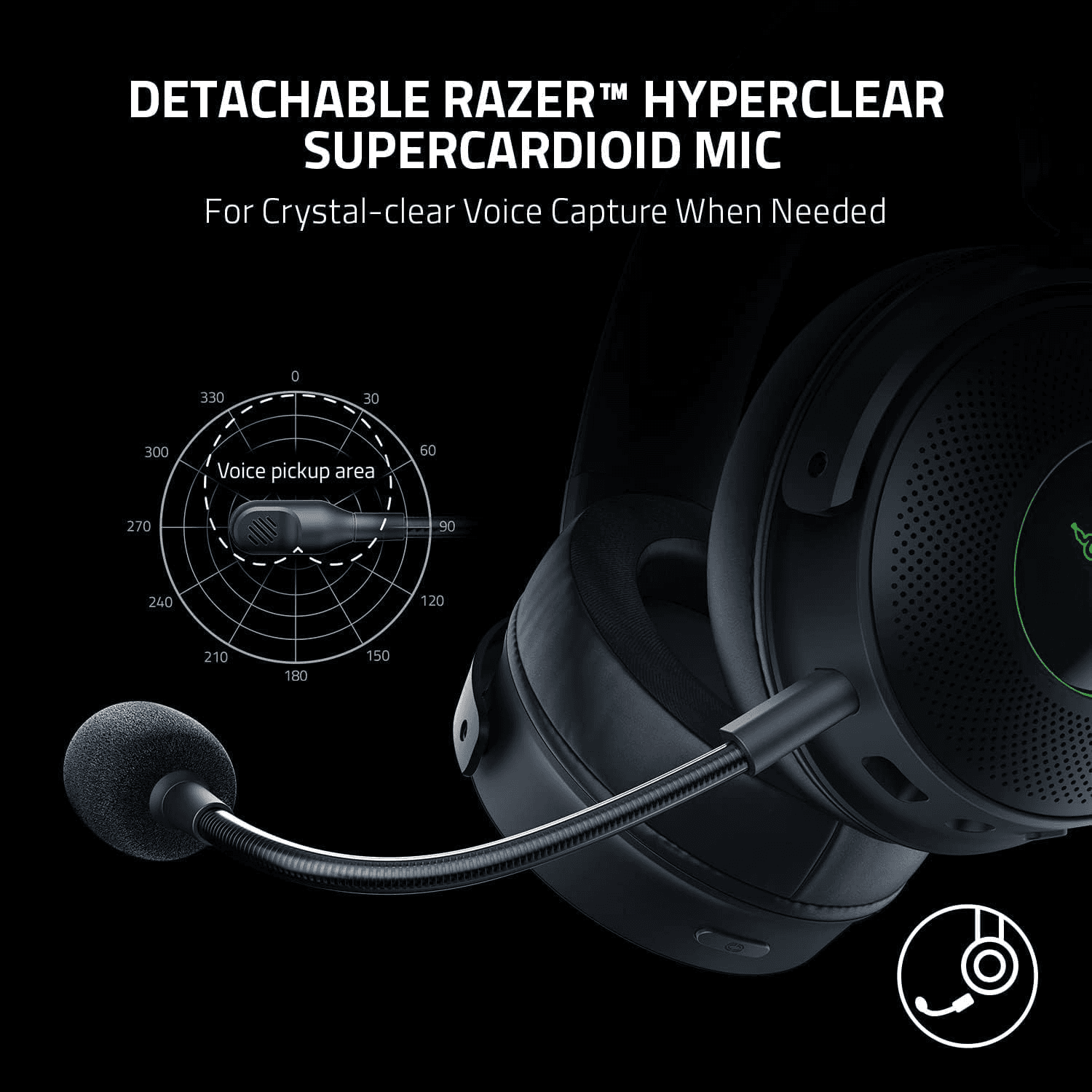 RAZER Razer Kraken V3 Pro Wireless Gaming Headset, With Haptic Technology, 50mm Drivers, THX Spatial Audio, 20 Hz-20 kHz Frequency Response, Oval Ear Cushions, Black | RZ04-03460100-R3M1 - product view 2 of 8