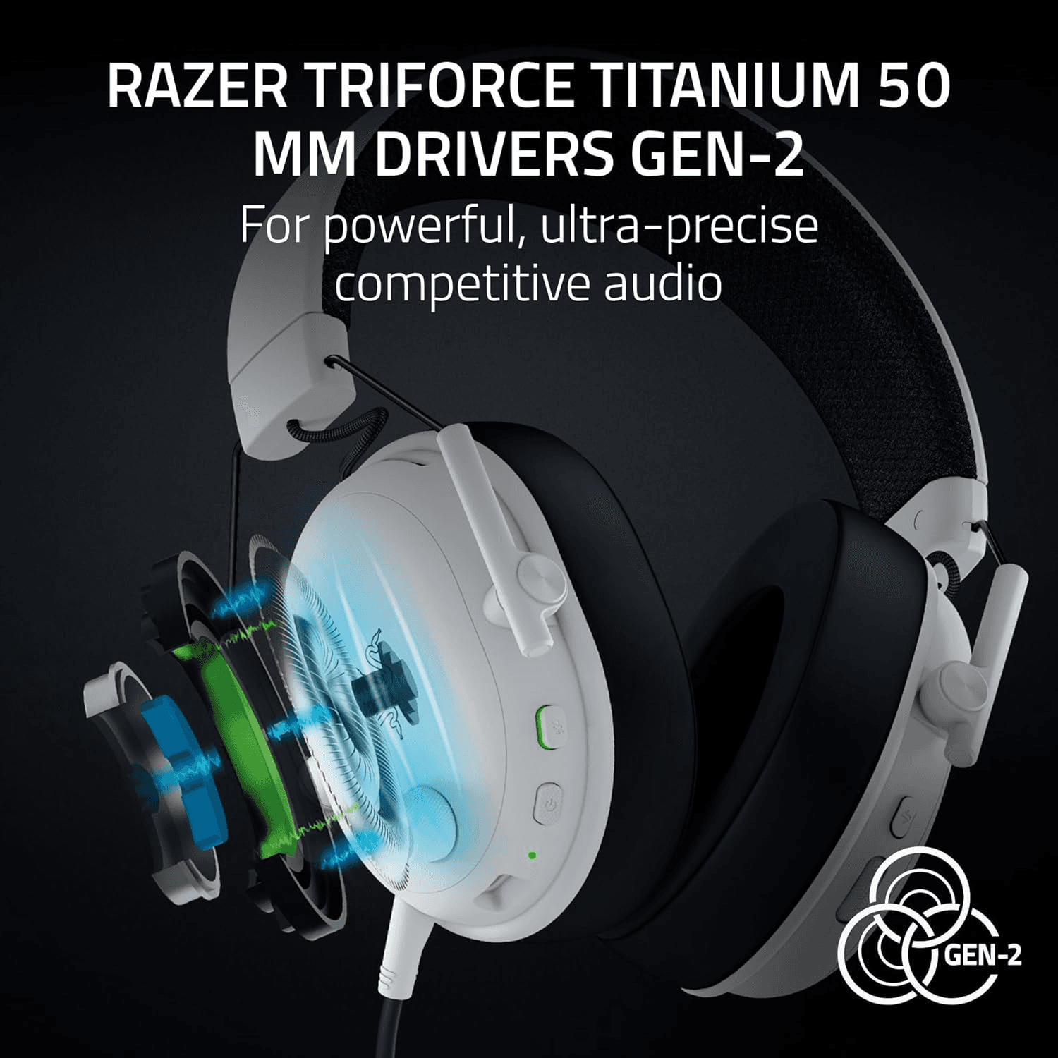 RAZER Razer BlackShark V3 White Wireless Gaming Headset: 2.4GHz Ultra-Low Latency HyperSpeed, TriForce 50mm Titanium Drivers, HyperClear Super Wideband Mic, 70-Hour Battery | RZ04-05410400-R3M1 - product view 2 of 4