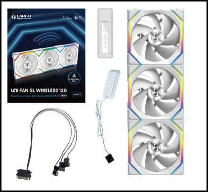 LIAN LI Lian Li UNI FAN SL Wireless 120 3 Pack White Case Fan, Fluid Dynamic Bearing (FDB) |  12SL1W3W - product view 2 of 2