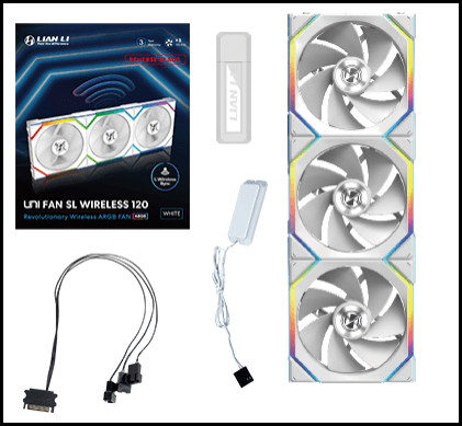 LIAN LI Lian Li  UNI FAN SL Wireless 120 Reverse Blade 3 Pack Case Fans, Fluid Dynamic Bearing (FDB) | 12RSL1W3W - product view 2 of 3