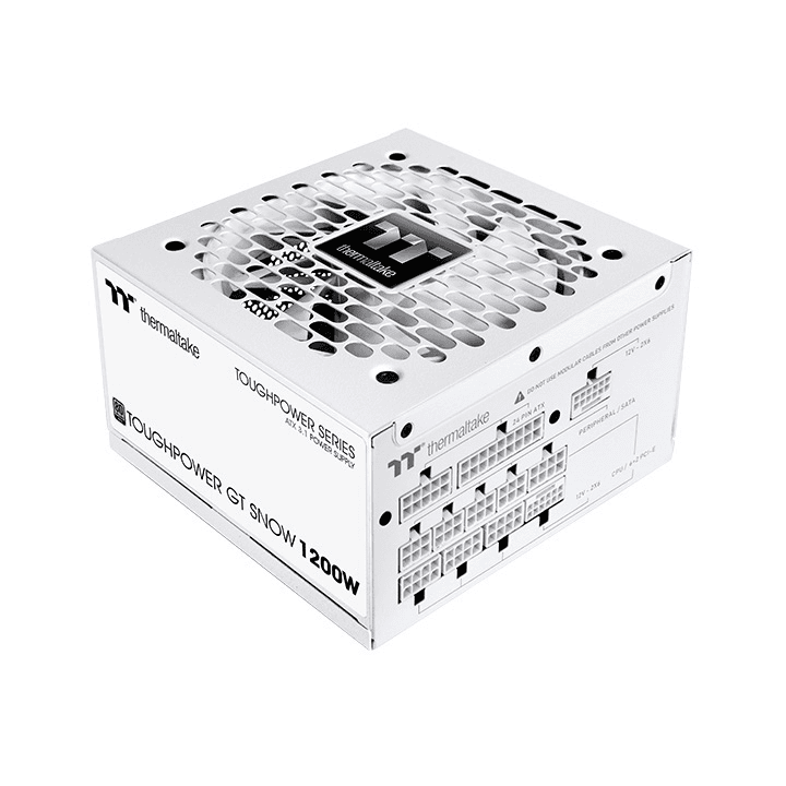 Thermaltake Thermaltake Toughpower GT Snow 1200W White Power Supply, ATX 3.1, 80+ Gold, Fully Modular, PCIe 5.1 Ready, 12V-2x6 Connector, White | PS-TPT-1200FNFAGK-W - product view 1 of 6