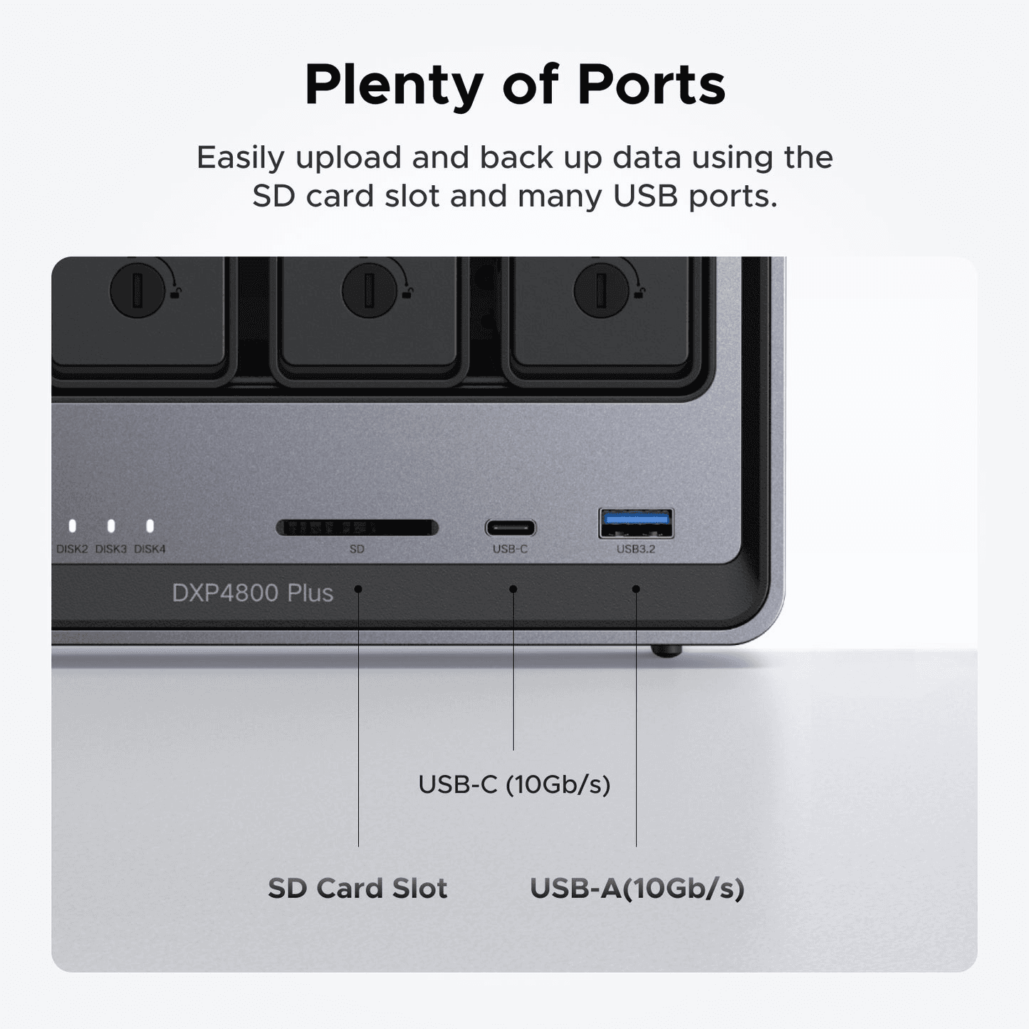 UGREEN UGREEN NASync DXP4800 Plus 4-Bay NAS, Intel Pentium Gold 8505 5-Core, 8GB DDR5 RAM, 10GbE + 2.5GbE LAN, 4K HDMI, Diskless Personal Cloud Storage  (NO HARDISK INSIDE) - product view 3 of 8