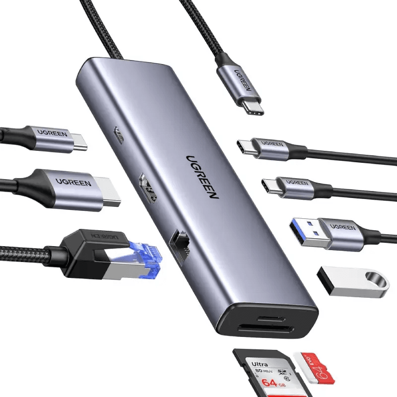 UGREEN UGREEN 9-in-1 USB-C Multifunction Hub – 4K HDMI, VGA, Gigabit Ethernet, 100W PD & SD/TF Reader, Aluminum | CM498 - product view 2 of 6
