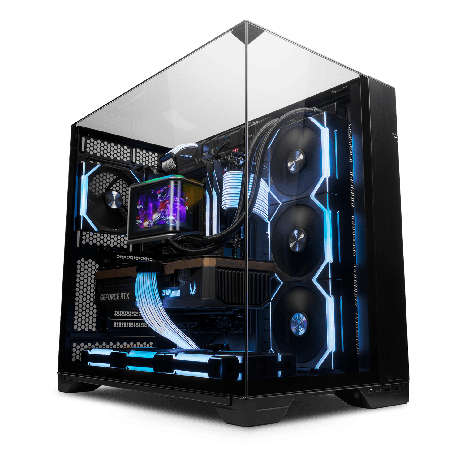 Elite Gaming & Workstation PC: Intel Core Ultra 9 285K + ZOTAC GAMING 5080 16GB GDDR7, 64GB DDR5 6000MHz RGB, 2TB Kingston FURY Gen5 NVMe (14,700MB/s), ASUS ROG RYUO IV SLC 360mm 2K AMOLED AIO, 1000W Gold PSU, WiFi 7, Lian Li O11 Vision Compact Case