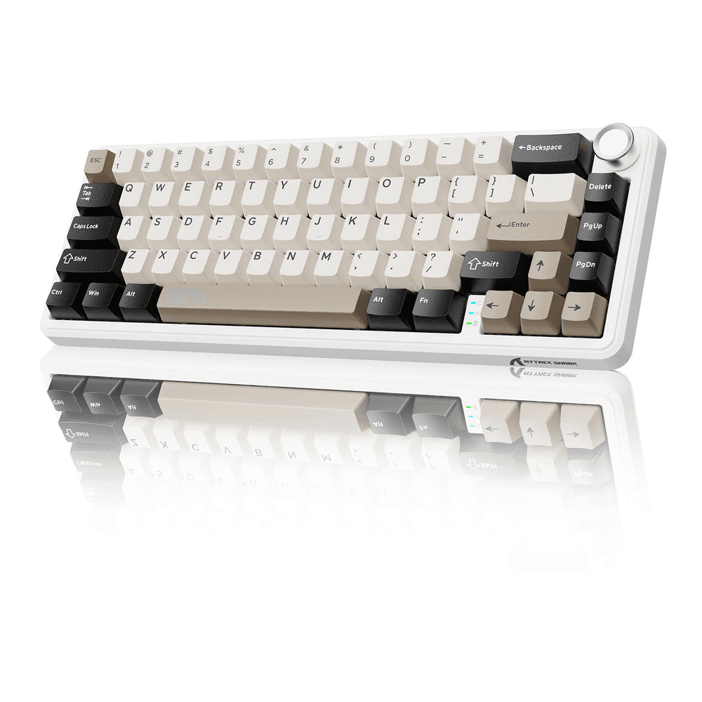 ATTACK SHARK X66 Wireless Gasket Mechanical Keyboard, 60% Layout, Side-Printed PBT Keycaps, Pre-Lubed Strawberry Switches, & 5-Layer Sound Dampening, White Cheese | X66 – Buy Online