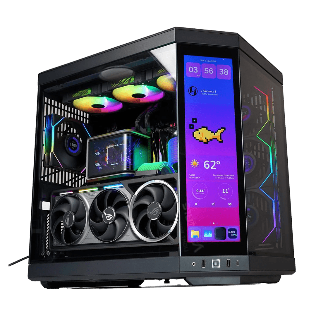 ROG Enthusiast Gaming & Creator PC Powered by ASUS, MD Ryzen 9 9950X3D + NVIDIA RTX 5090 OC 32GB GDDR7, 64GB DDR5 6000MHz CL30, 2TB Gen5 SSD (14,700MB/s), ROG RYUO IV SLC 360mm 2K AMOLED AIO, 1200W ROG STRIX Platinum ATX 3.1 PSU, WiFI 7